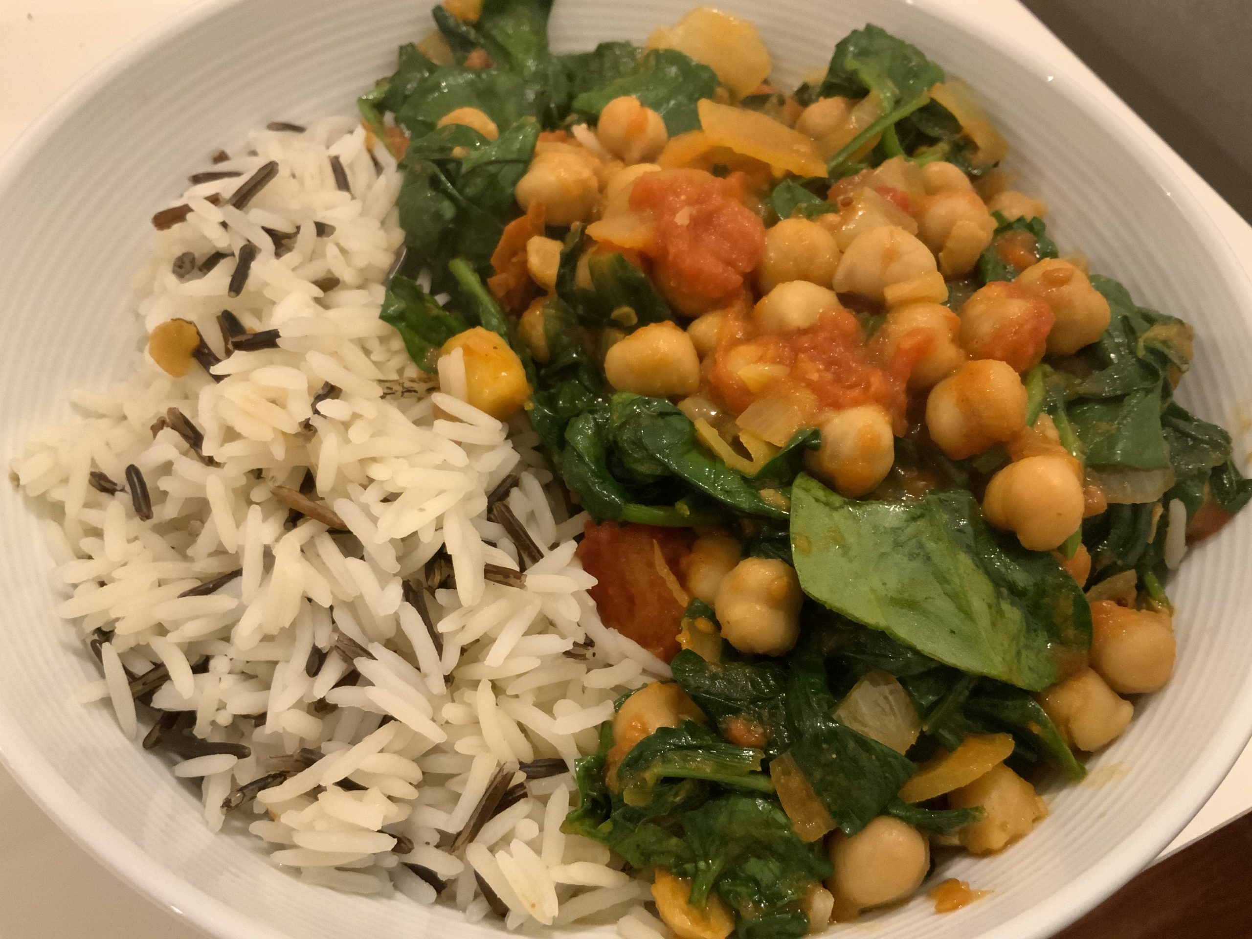 Spinach and chickpea stir fry