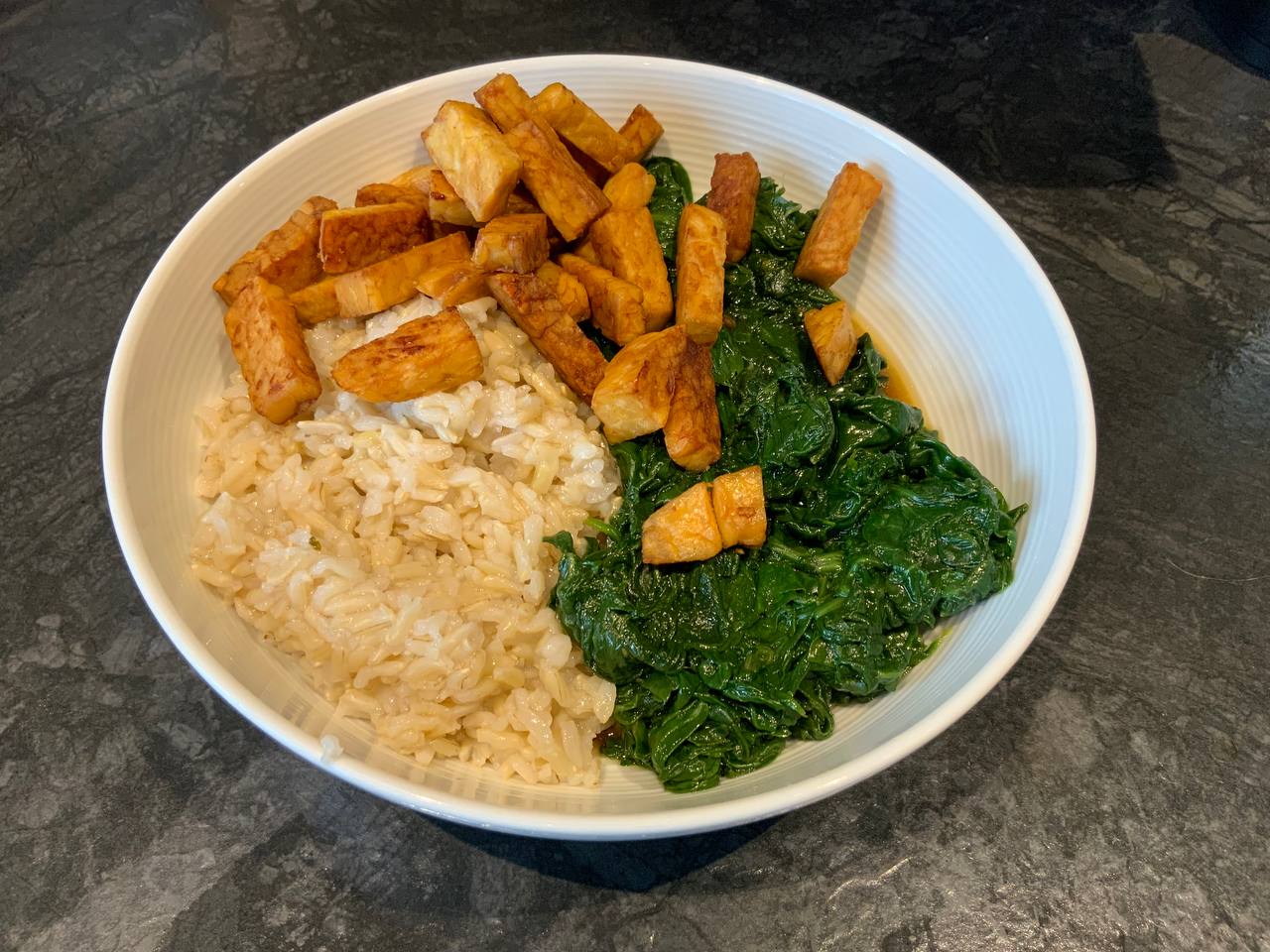 Simple spinach and tempeh