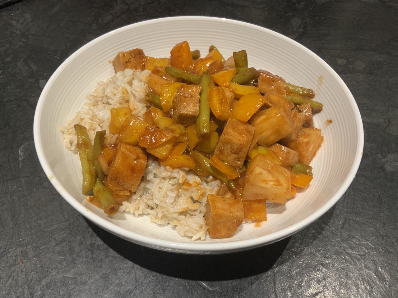 Sweet and sour tofu stirfry